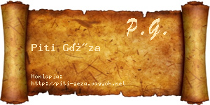 Piti Géza névjegykártya